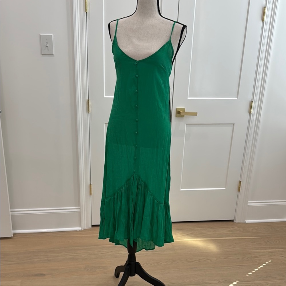Lulu Brickell Sheer Green button front dress